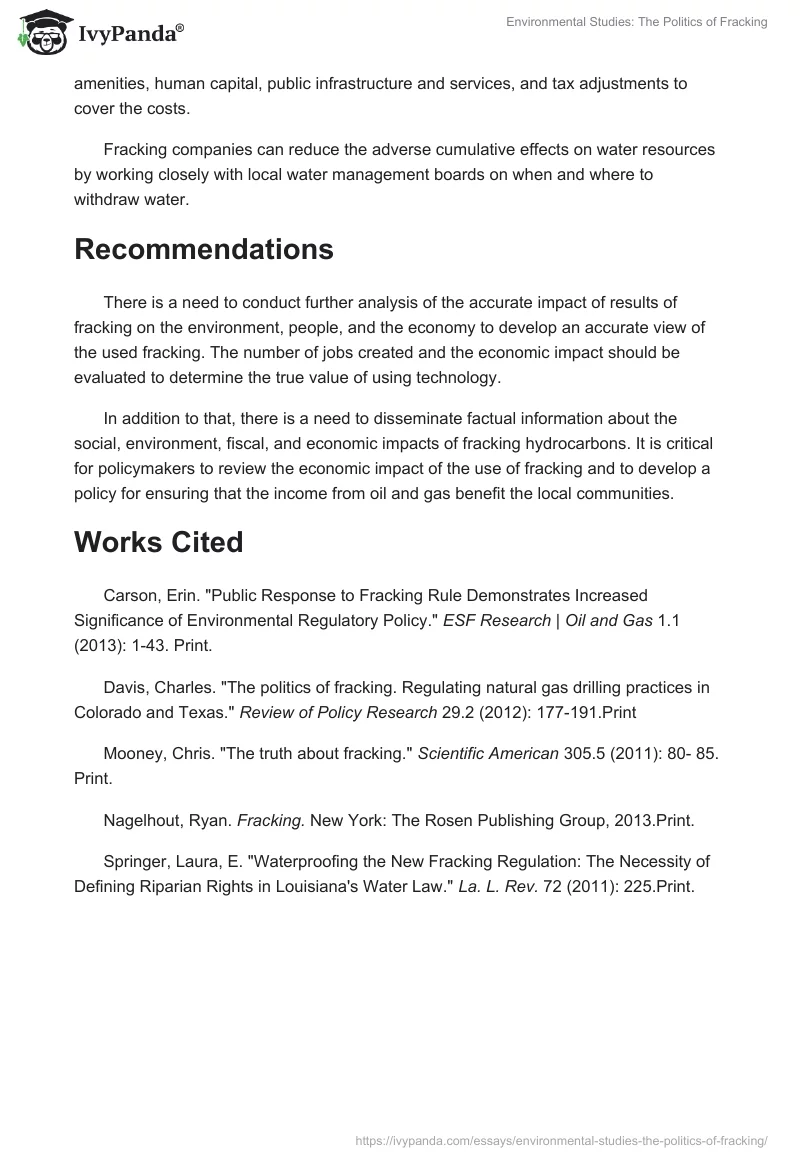 Environmental Studies: The Politics of Fracking. Page 3