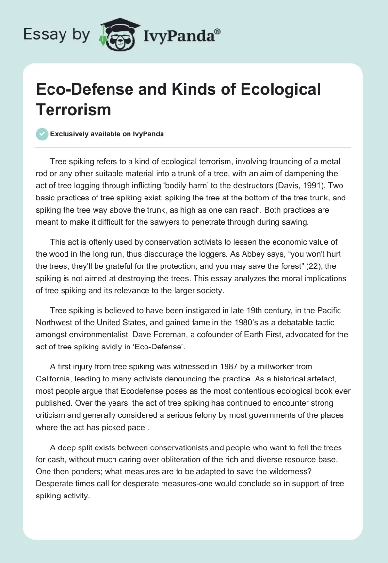 Eco-Defense and Kinds of Ecological Terrorism. Page 1