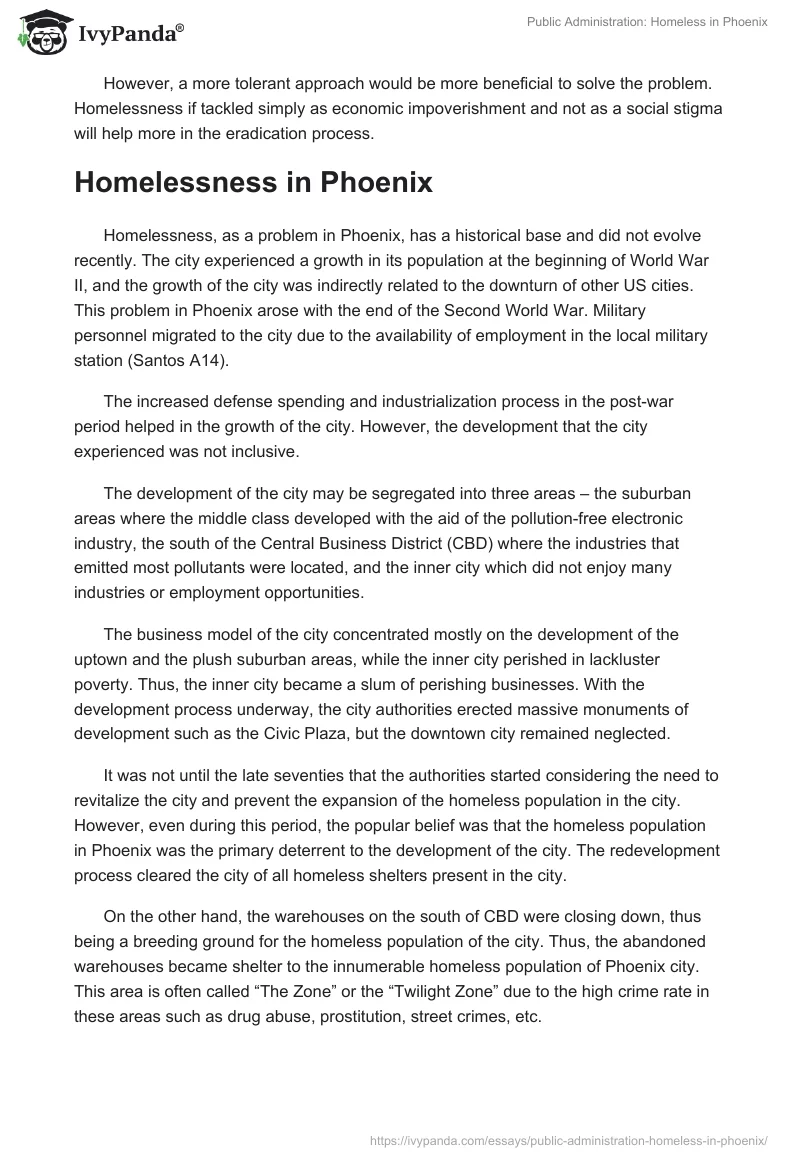 Public Administration: Homeless in Phoenix. Page 2