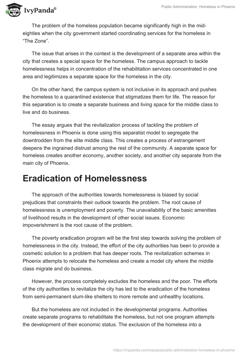 Public Administration: Homeless in Phoenix. Page 3