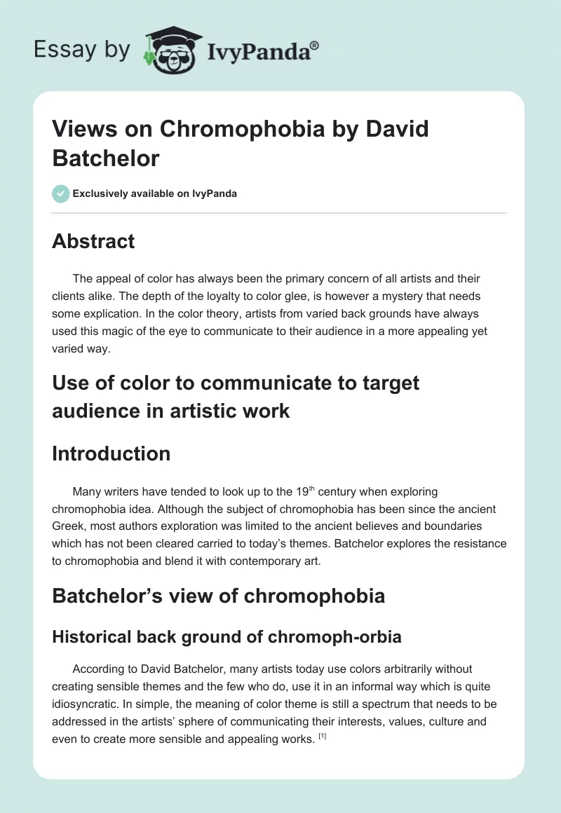 Views on Chromophobia by David Batchelor. Page 1
