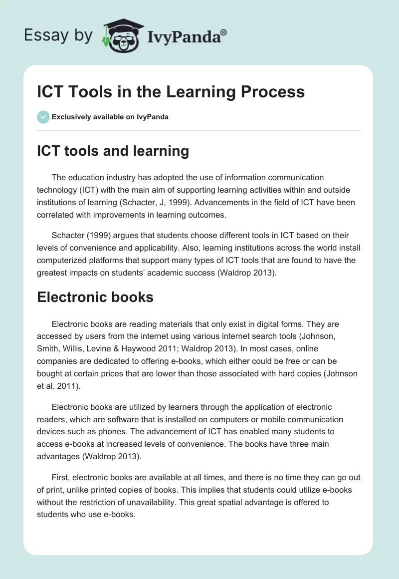 ICT Tools in the Learning Process. Page 1