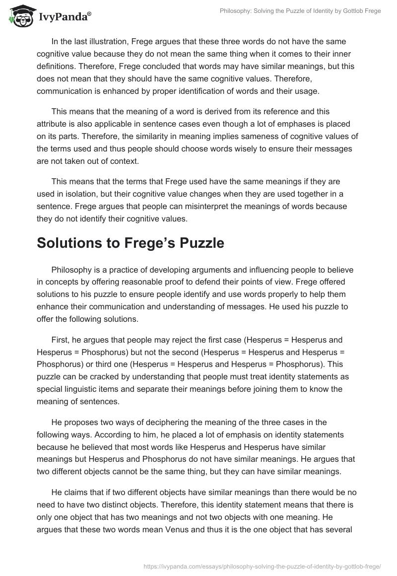 Philosophy: Solving the Puzzle of Identity by Gottlob Frege. Page 2