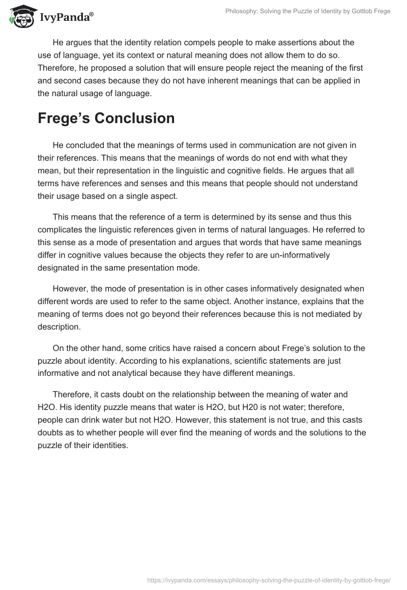 Philosophy: Solving the Puzzle of Identity by Gottlob Frege. Page 4