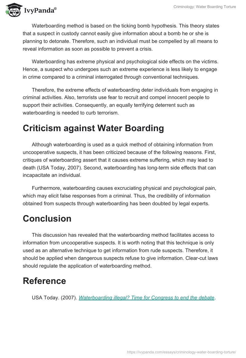 Criminology: Water Boarding Torture. Page 2