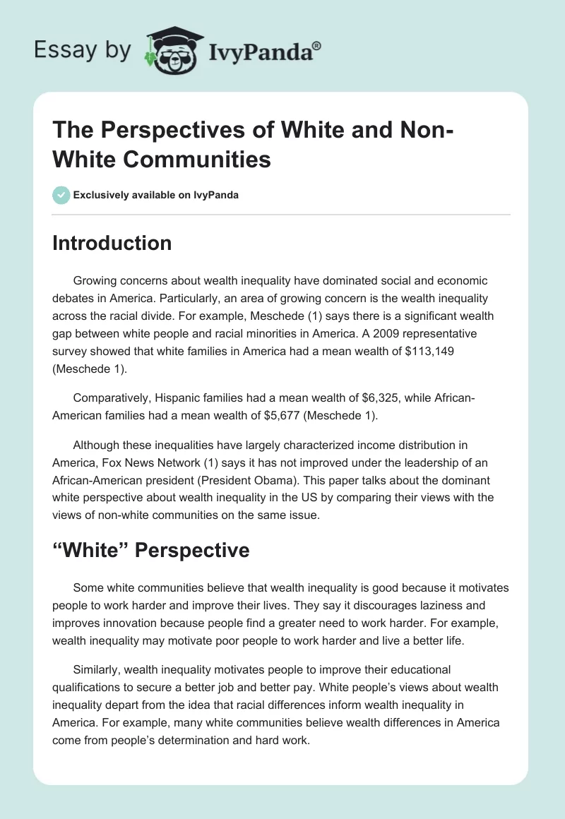 The Perspectives of White and Non-White Communities. Page 1