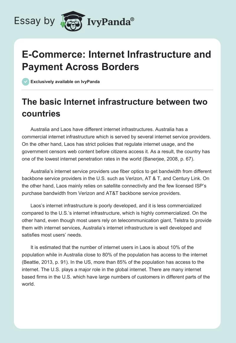 Internet Infrastructure: Australia vs. Laos. Page 1