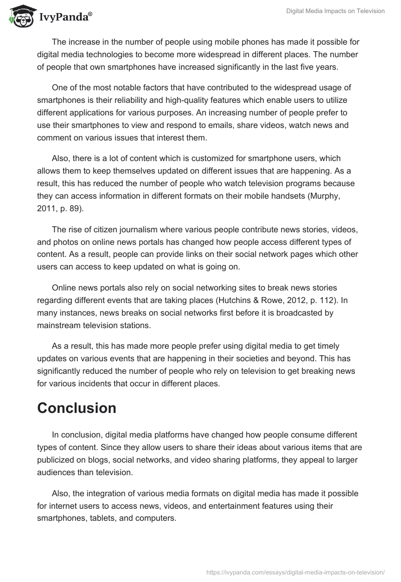 Digital Media Impacts on Television. Page 3