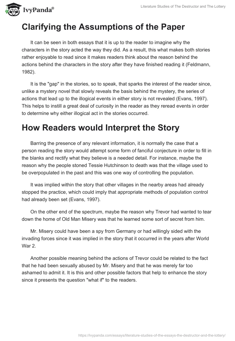 Literature Studies of "The Destructor" and "The Lottery". Page 2