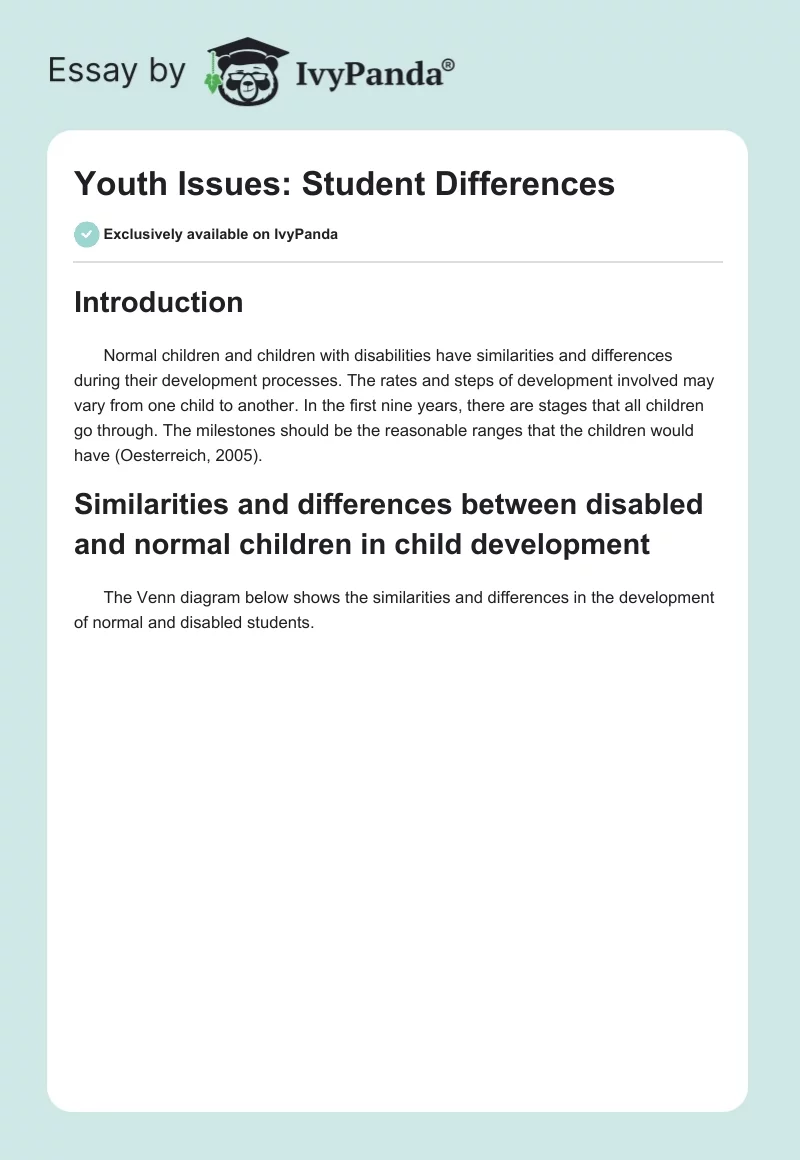 Youth Issues: Student Differences. Page 1