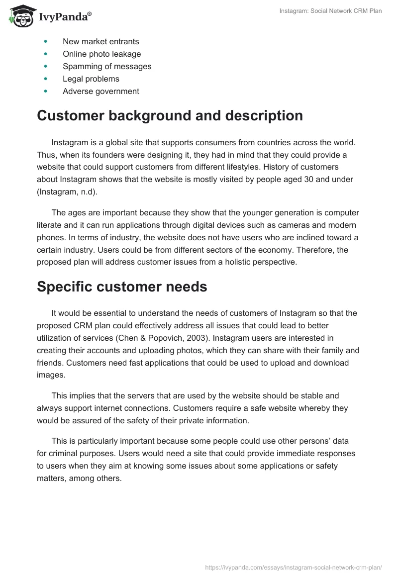 Instagram: Social Network CRM Plan. Page 3