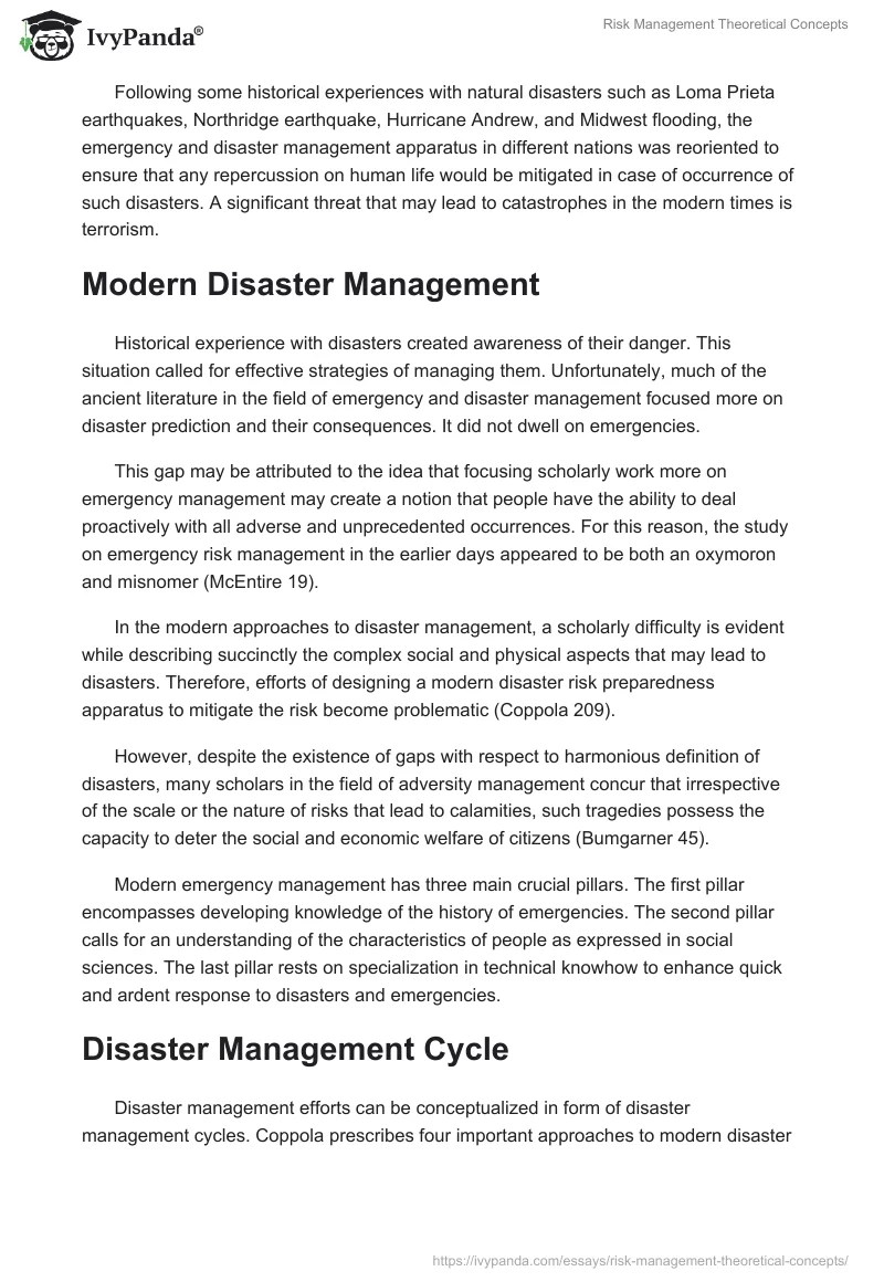 Risk Management Theoretical Concepts. Page 3
