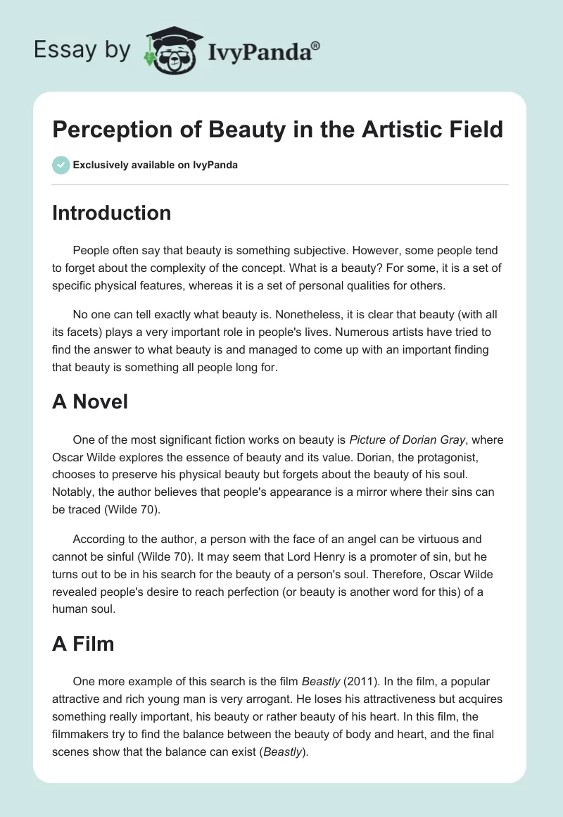 Perception of Beauty in the Artistic Field. Page 1