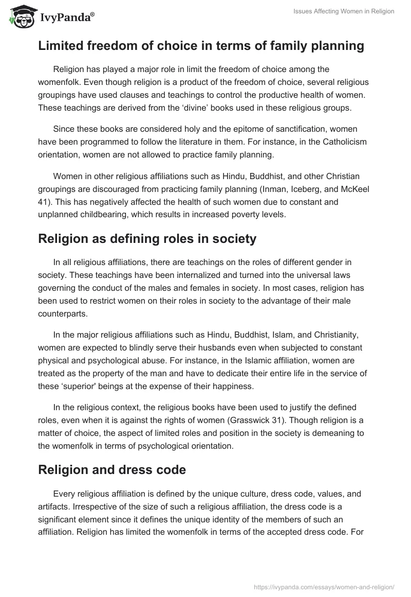 Issues Affecting Women in Religion. Page 2