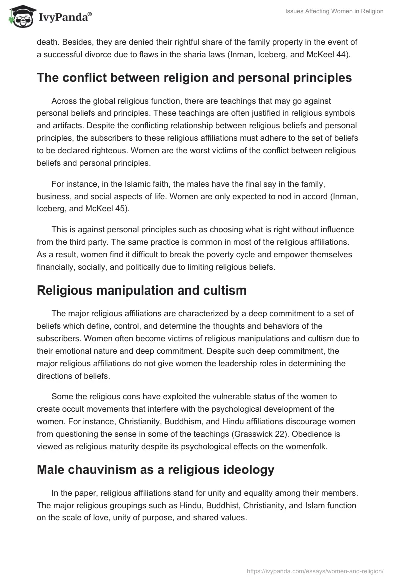 Issues Affecting Women in Religion. Page 4