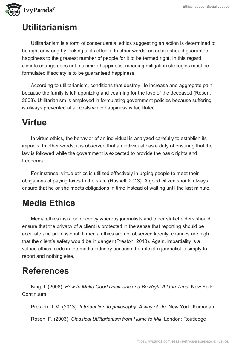 Ethics Issues: Social Justice. Page 2