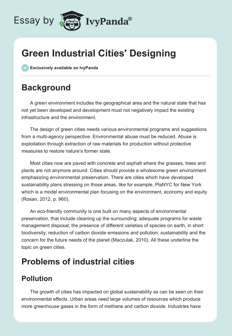 Green Industrial Cities' Designing. Page 1