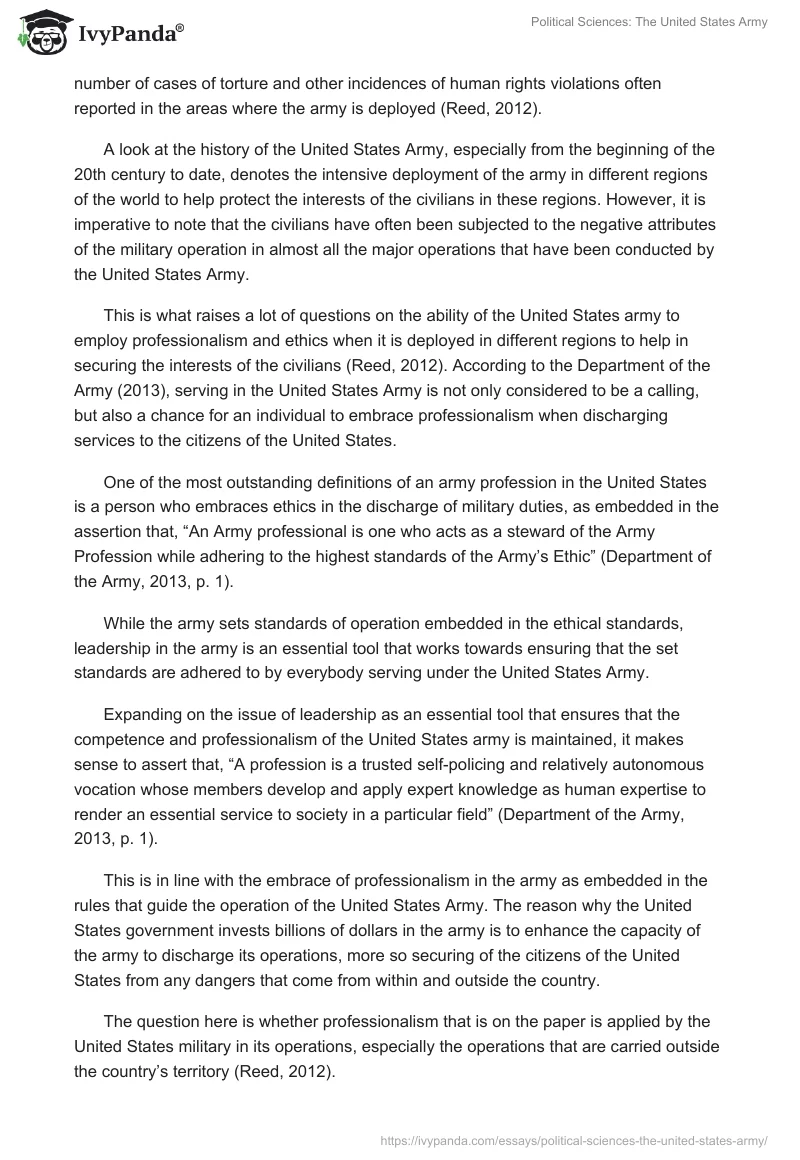 Political Sciences: The United States Army. Page 2