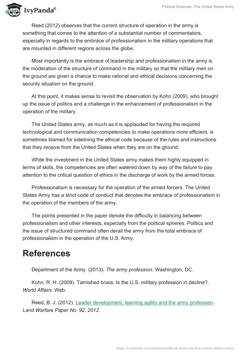 Political Sciences: The United States Army. Page 3