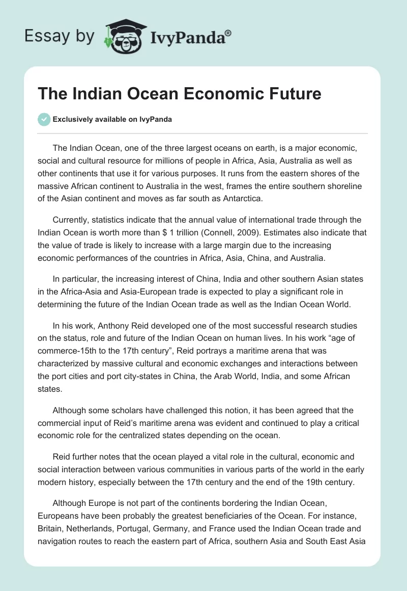 The Indian Ocean Economic Future. Page 1