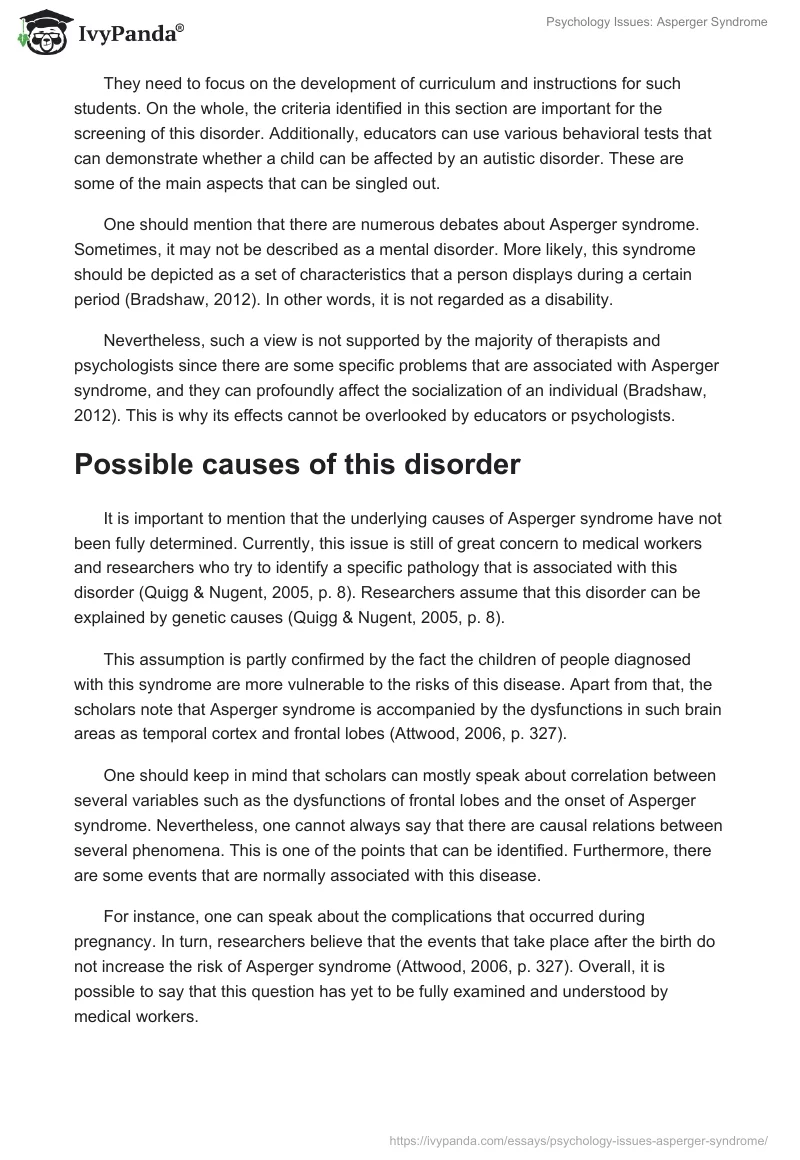 Psychology Issues: Asperger Syndrome. Page 3