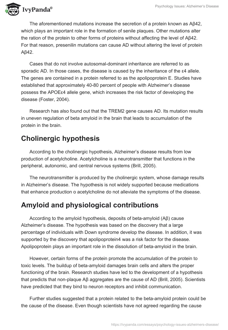 Psychology Issues: Alzheimer’s Disease. Page 2