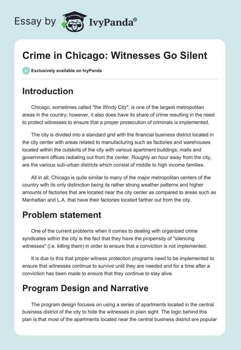 Crime in Chicago: Witnesses Go Silent. Page 1
