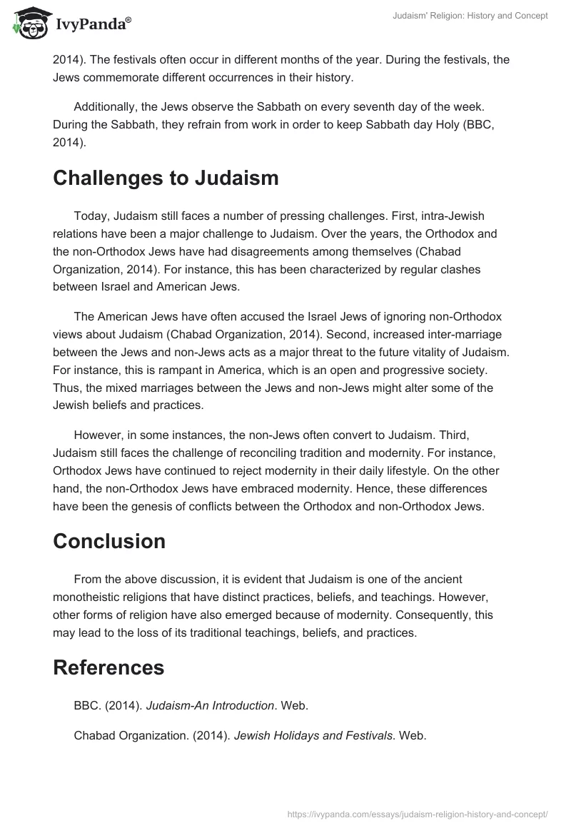 Judaism' Religion: History and Concept. Page 4