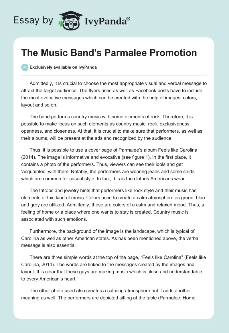 The Music Band's Parmalee Promotion. Page 1