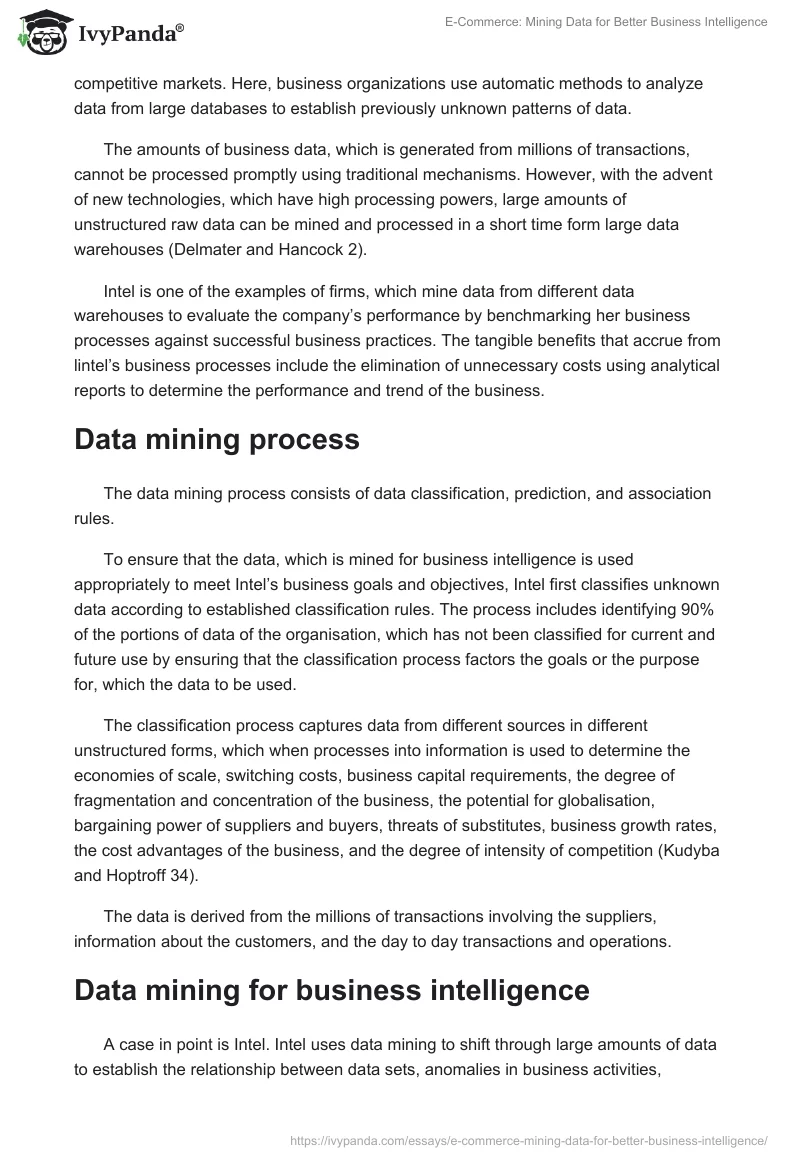E-Commerce: Mining Data for Better Business Intelligence. Page 2