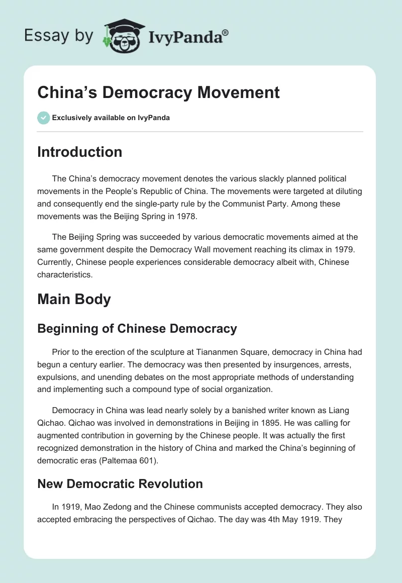China’s Democracy Movement. Page 1