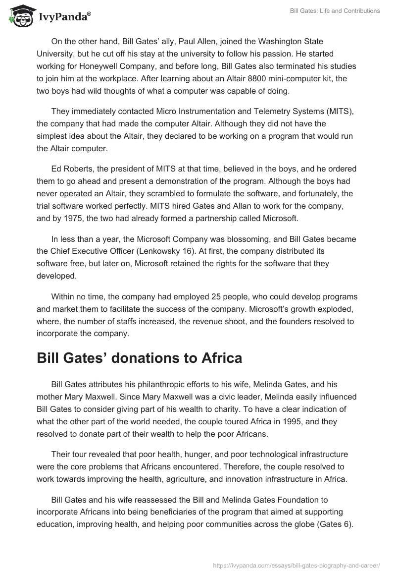 Bill Gates: Life and Contributions. Page 2