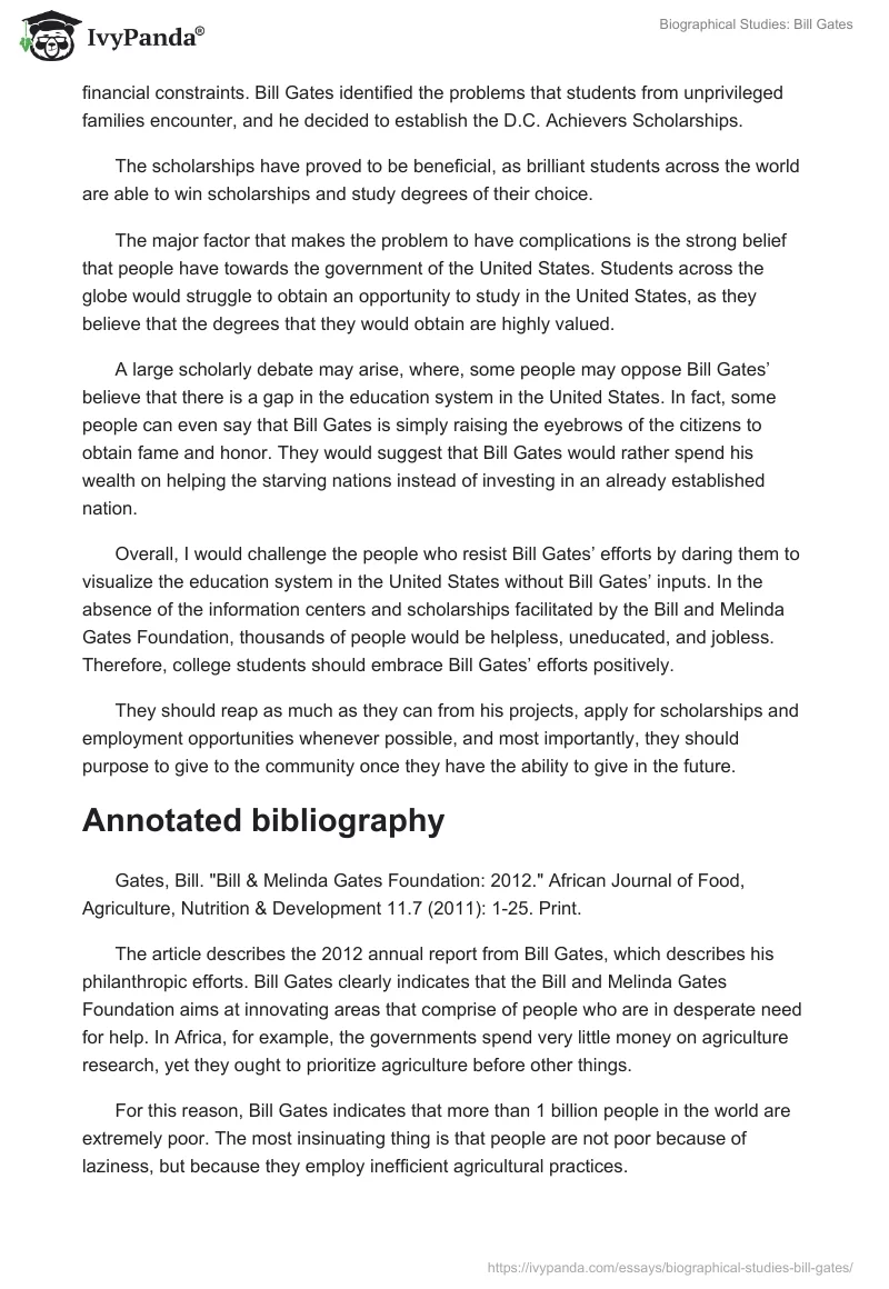 Biographical Studies: Bill Gates. Page 2