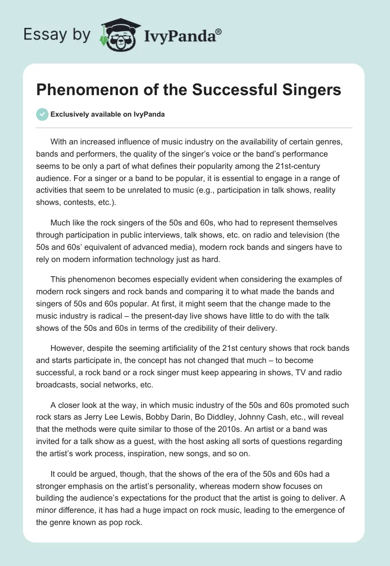 Phenomenon of the Successful Singers. Page 1