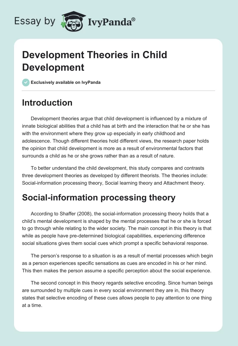 Development Theories in Child Development. Page 1