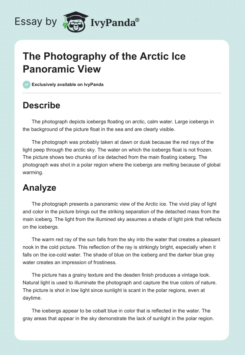 The Photography of the Arctic Ice Panoramic View. Page 1