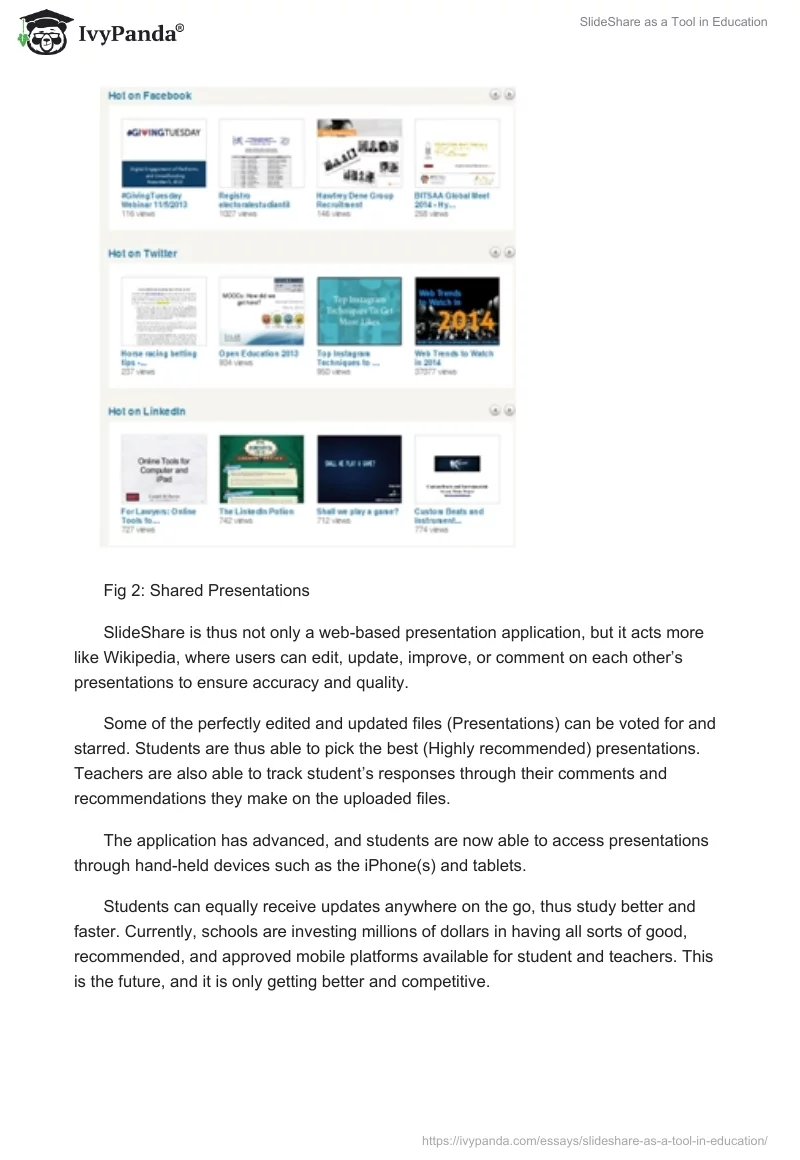 SlideShare as a Tool in Education. Page 3