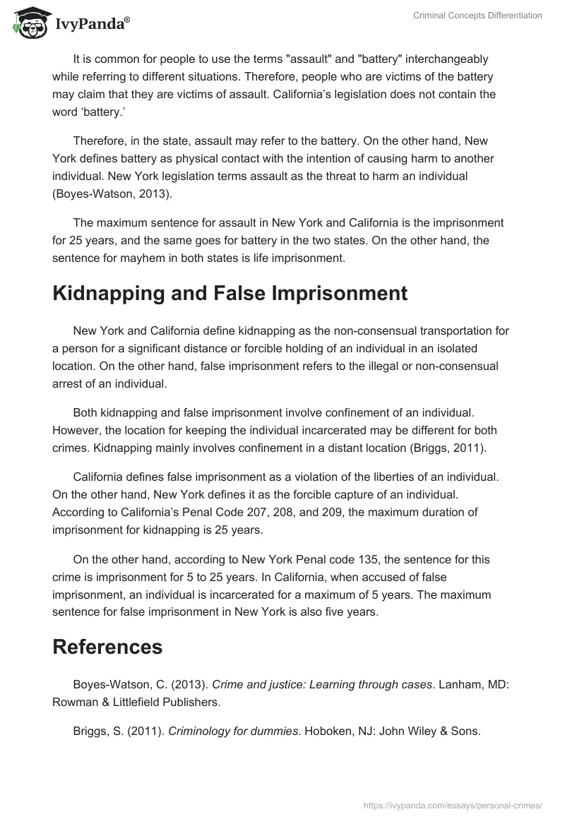 Criminal Concepts Differentiation. Page 2