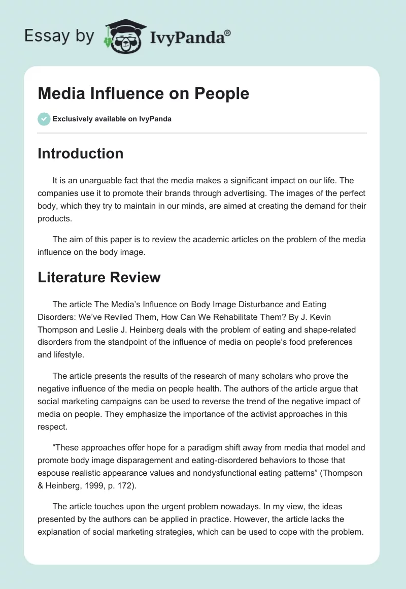 Media Influence on People. Page 1