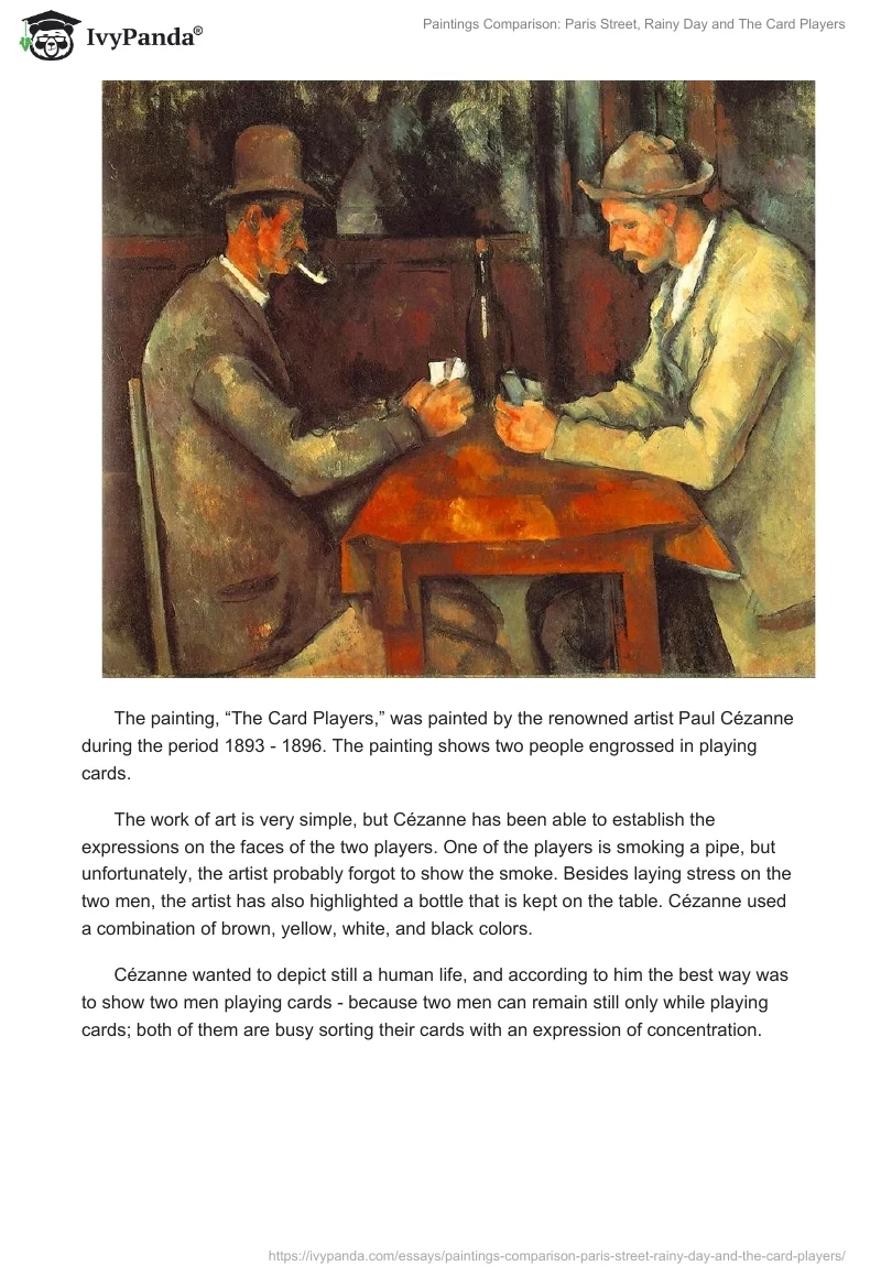 Paintings Comparison: Paris Street, Rainy Day and The Card Players. Page 4