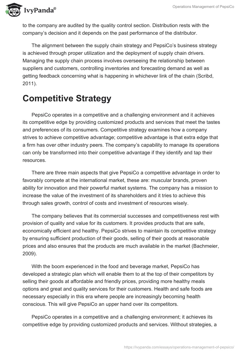 Operations Management of PepsiCo. Page 3