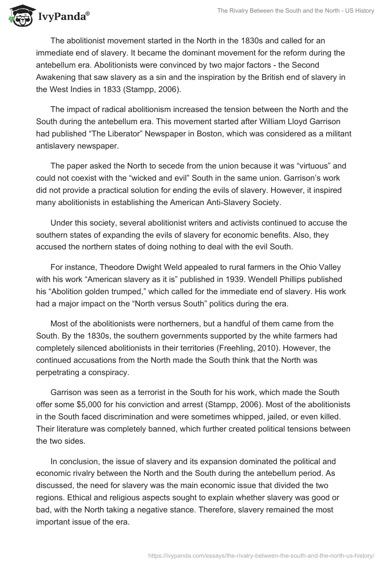 The Rivalry Between the South and the North - US History. Page 3