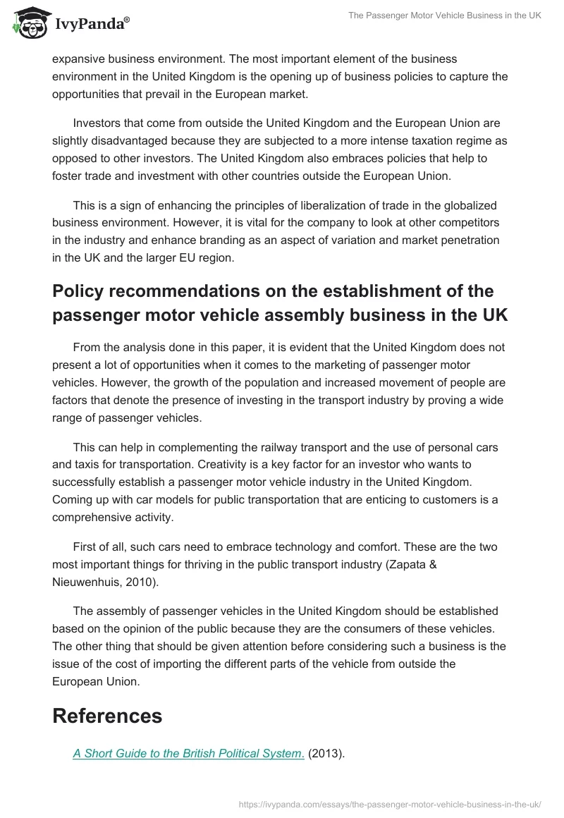 The Passenger Motor Vehicle Business in the UK. Page 5