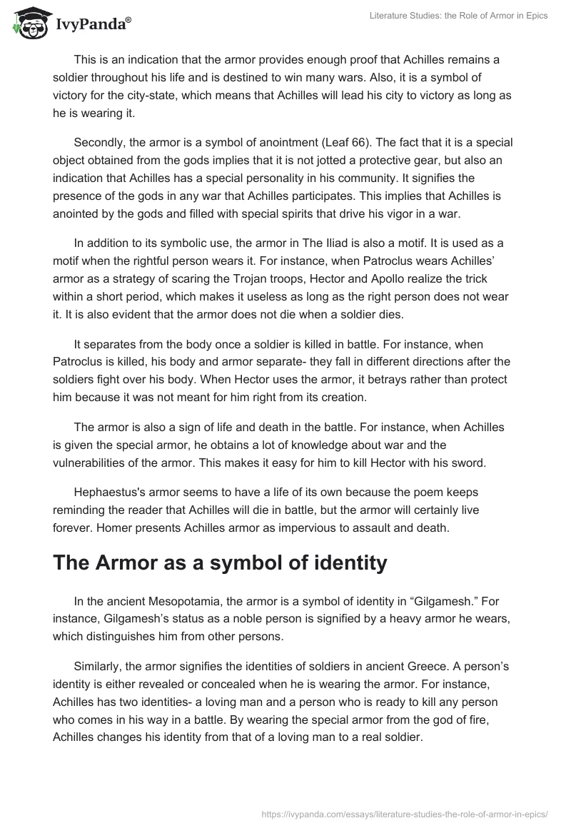 Literature Studies: the Role of Armor in Epics. Page 2