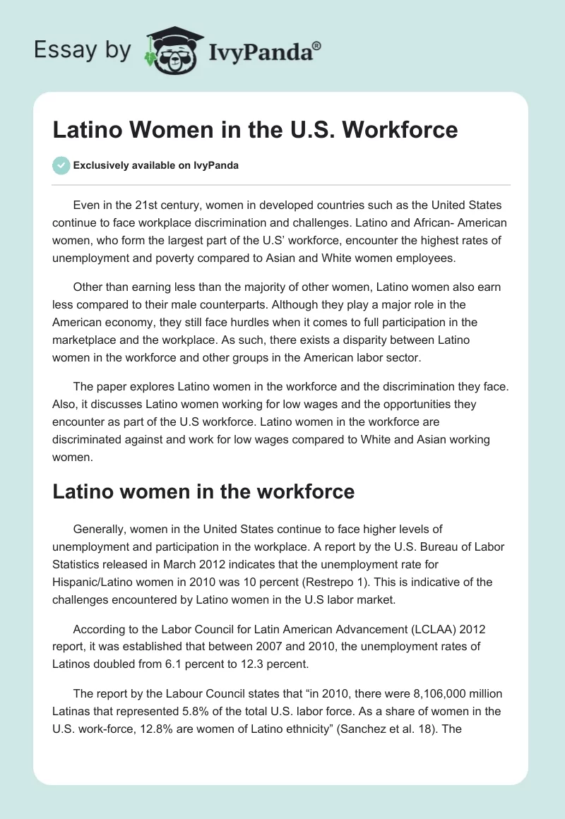Latino Women in the U.S. Workforce. Page 1