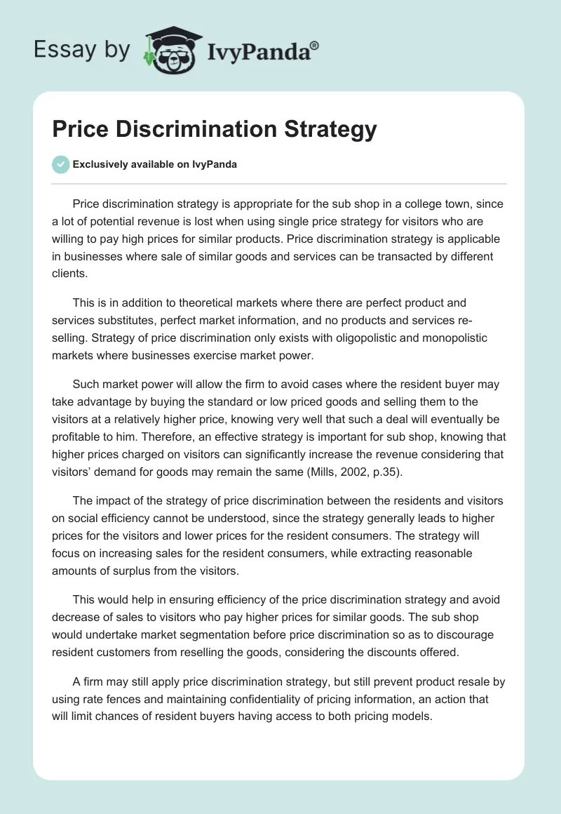 Price Discrimination Strategy. Page 1