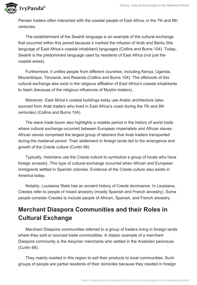History: Cultural Exchanges in the Medieval Period. Page 4
