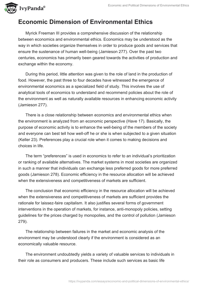 Economic and Political Dimensions of Environmental Ethics. Page 3