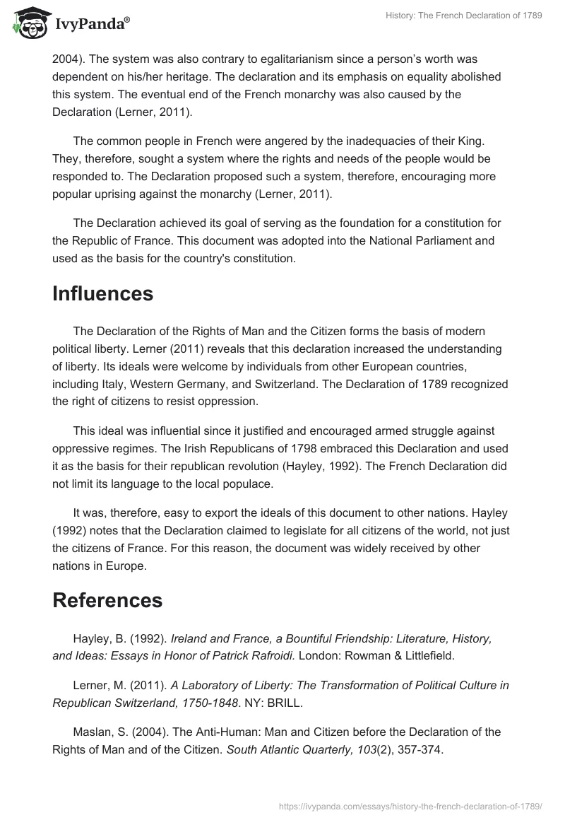 History: The French Declaration of 1789. Page 3