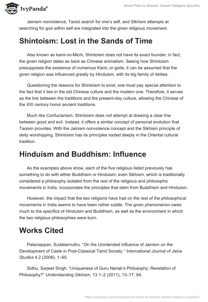 Seven Paths to Wisdom: Eastern Religions Specifics. Page 3